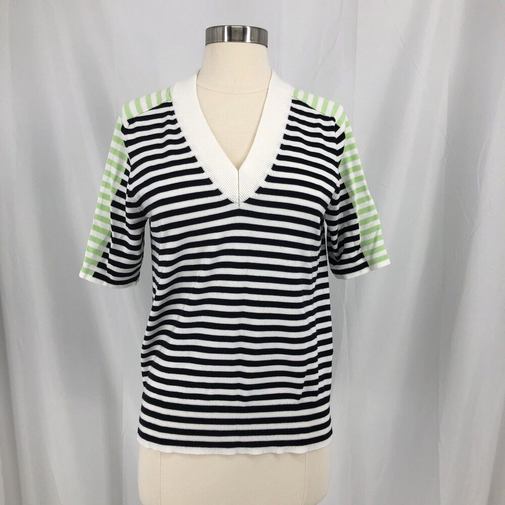 DKNY Stripe Short Sleeve Sweater Small